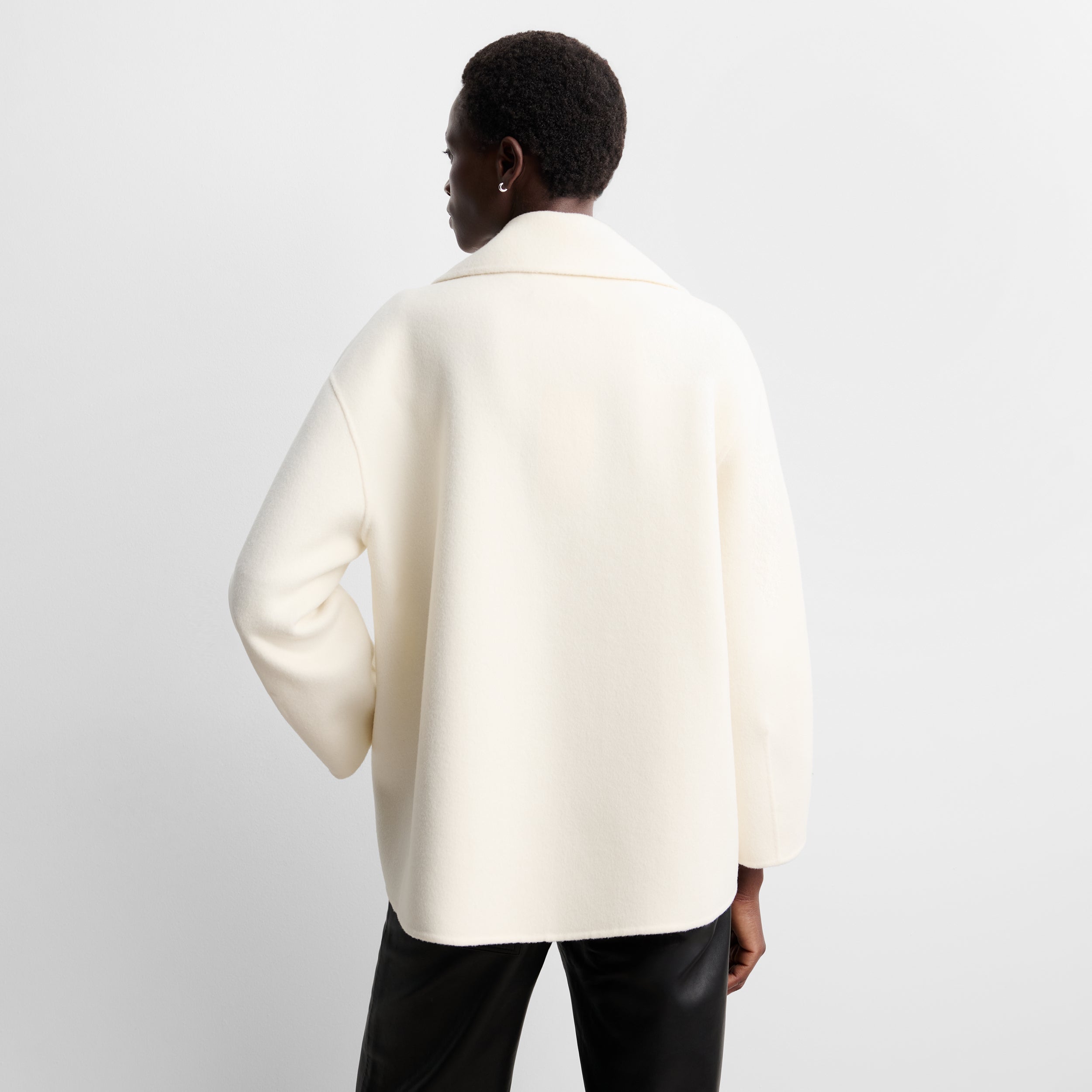 Double-faced wool long jacket