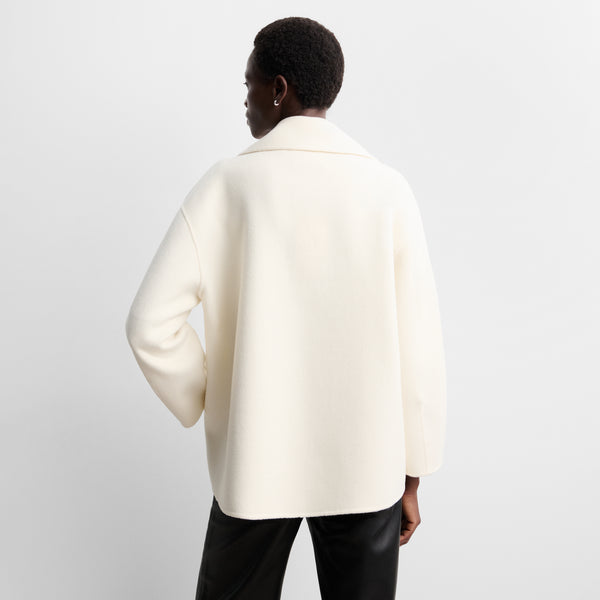 Double-faced wool long jacket