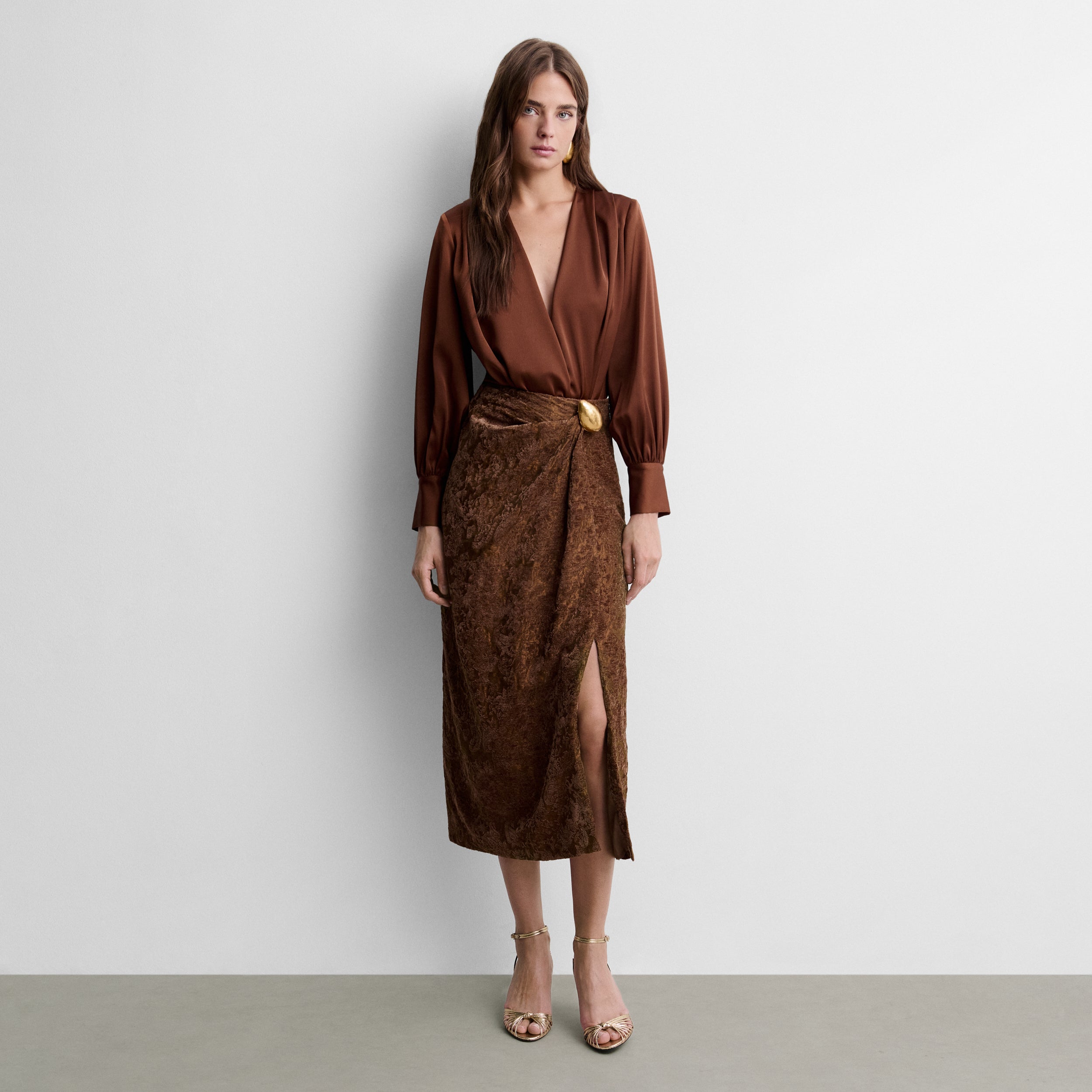 Straight skirt with draping
