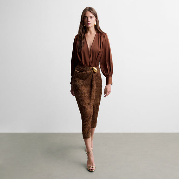 Straight skirt with draping