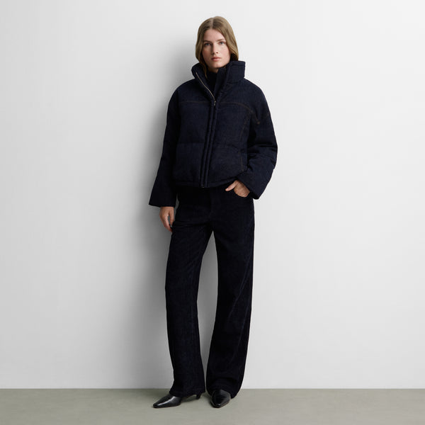 Straight denim-effect trousers