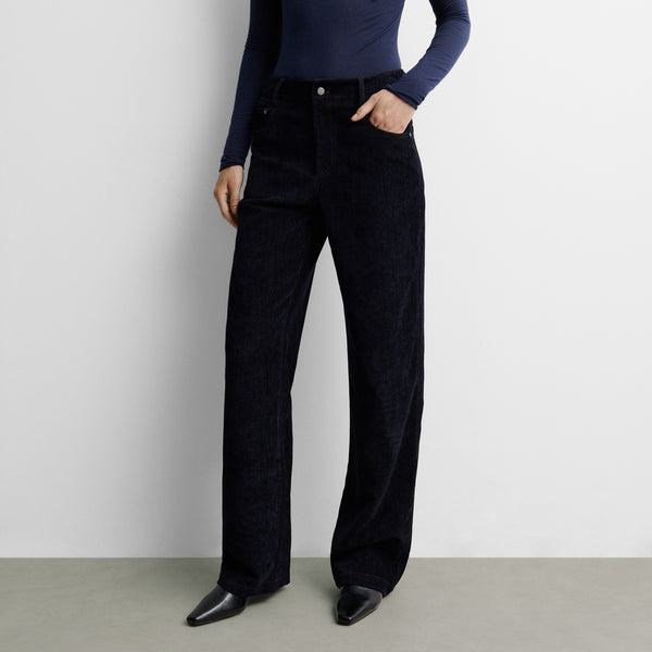 Straight denim-effect trousers