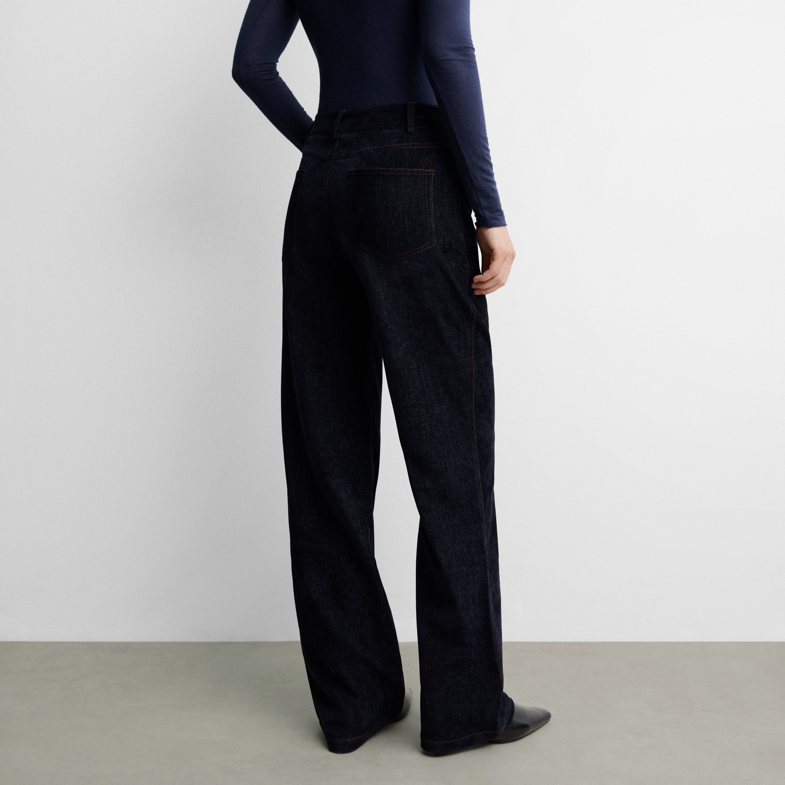 Straight denim-effect trousers