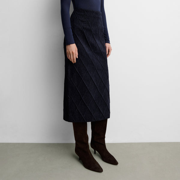 Denim-effect midi skirt