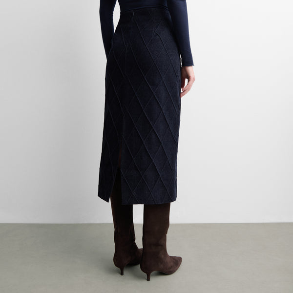 Denim-effect midi skirt