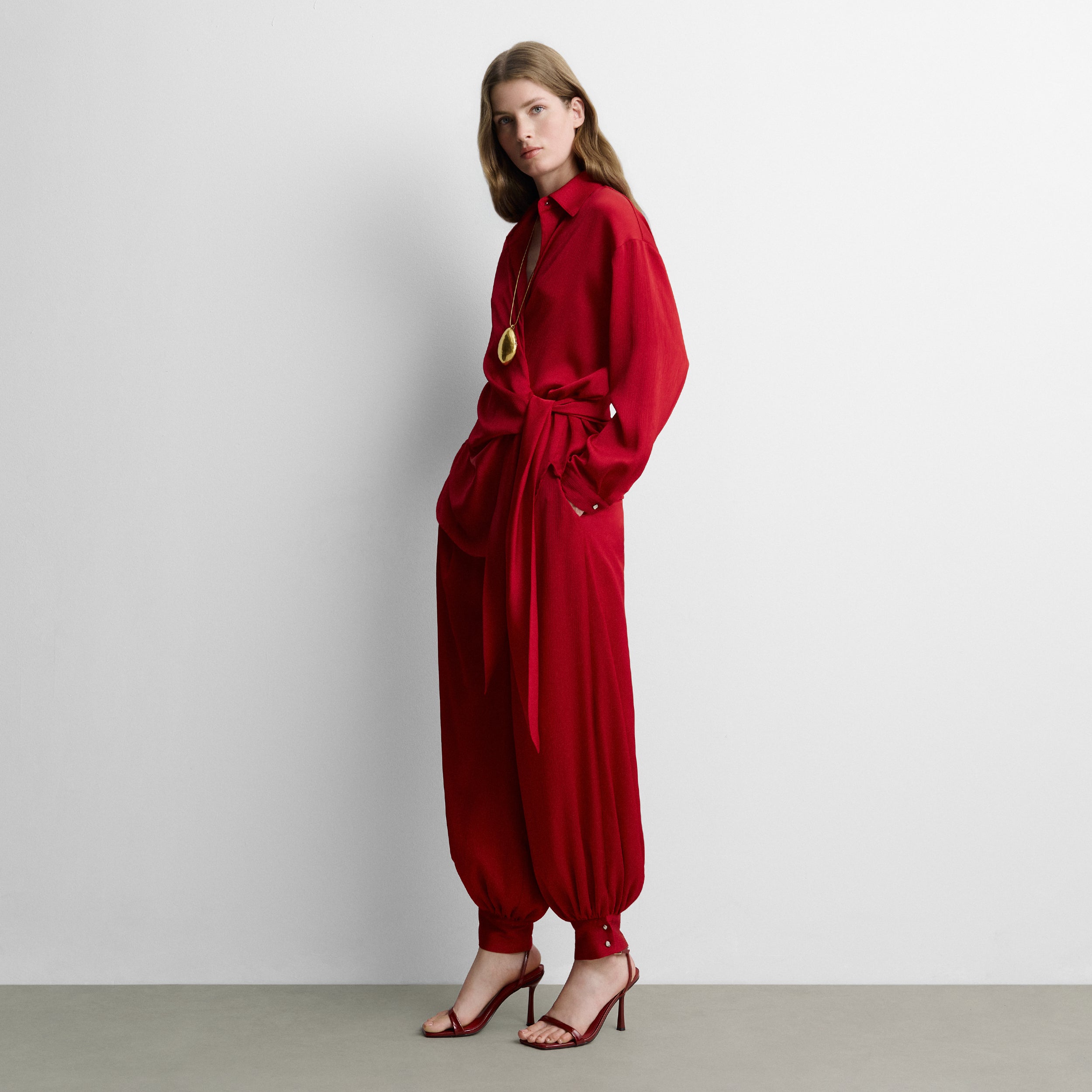 Textured harem trousers
