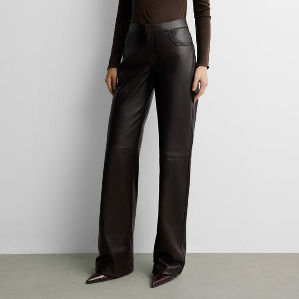 Straight faux leather trousers