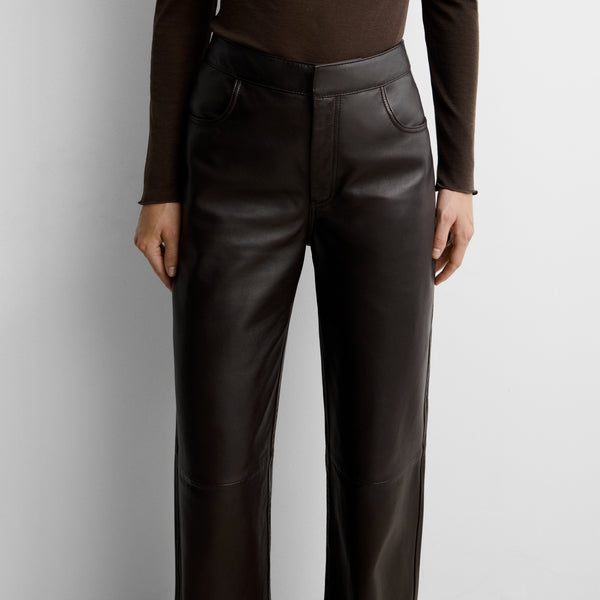 Straight faux leather trousers