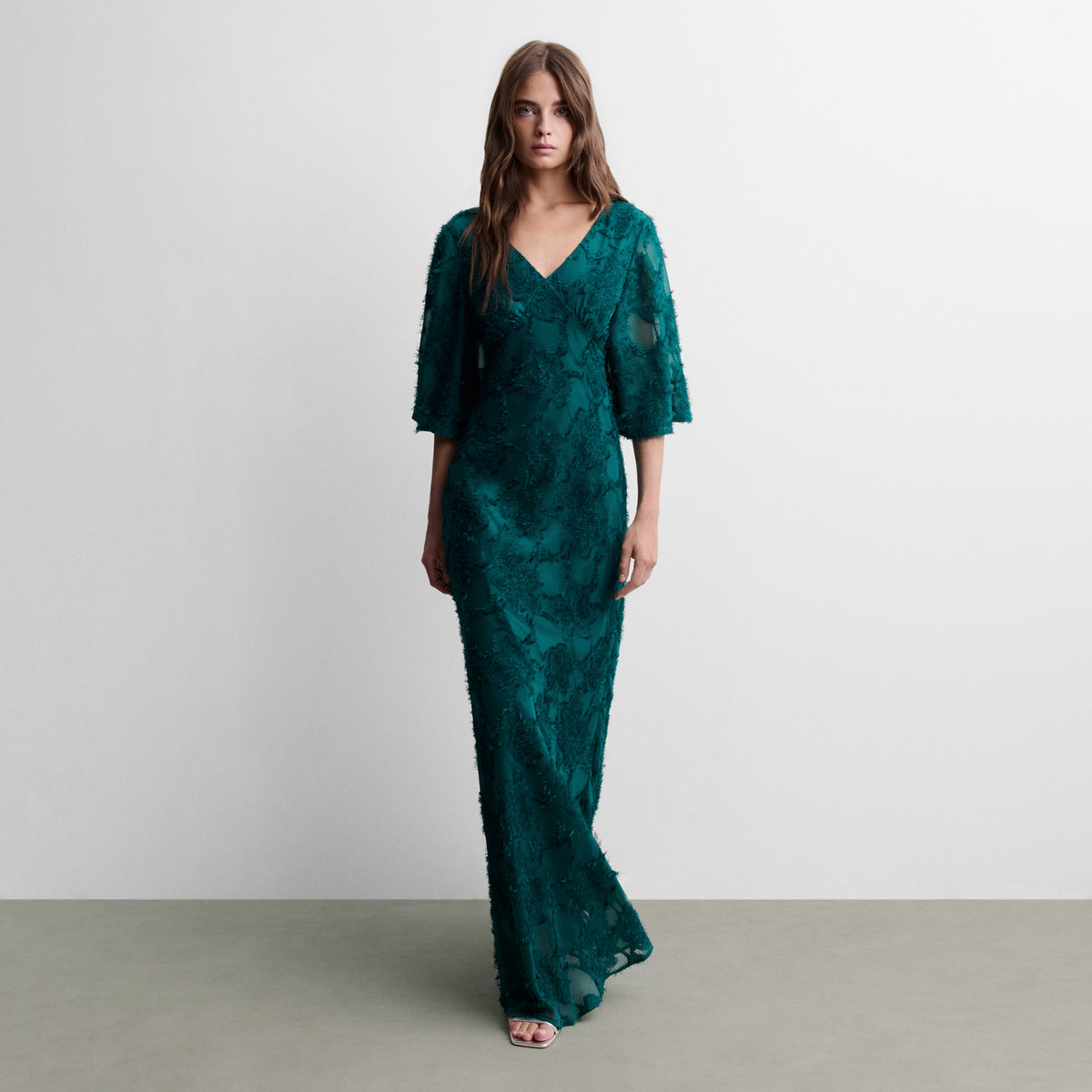 Long fancy-fabric dress