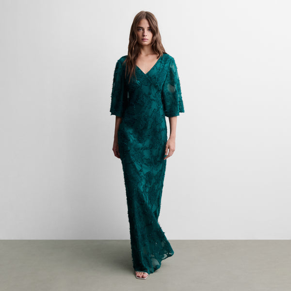 Long fancy-fabric dress