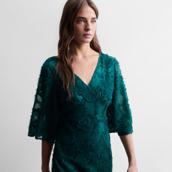 Long fancy-fabric dress