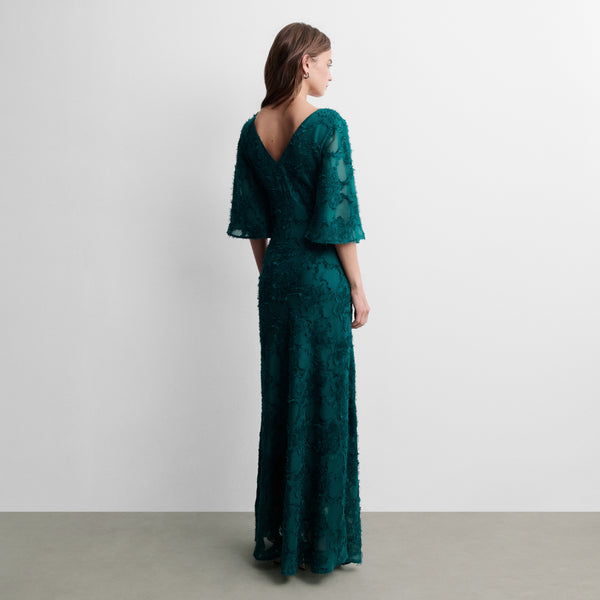 Long fancy-fabric dress