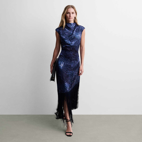Vestido midi flecos