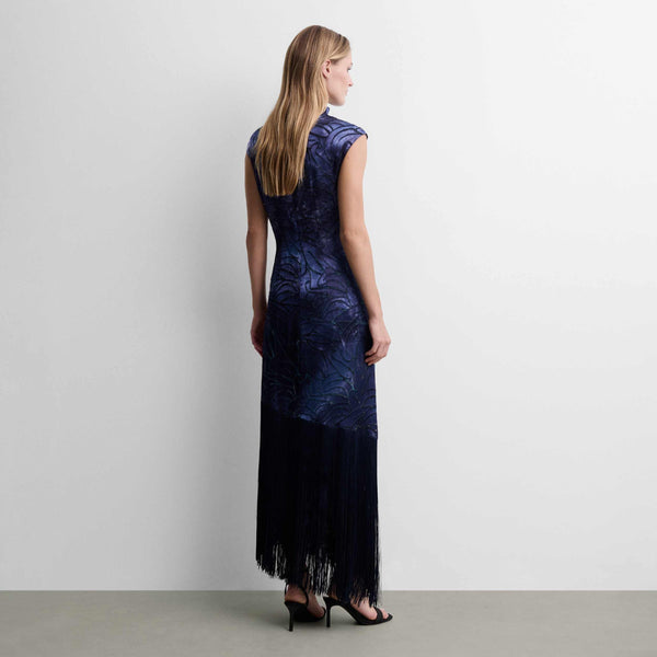 Vestido midi flecos