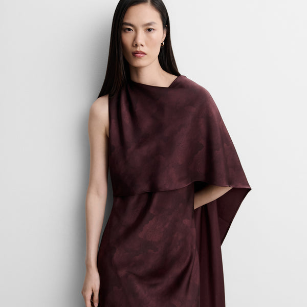 Long satin dress with shawl