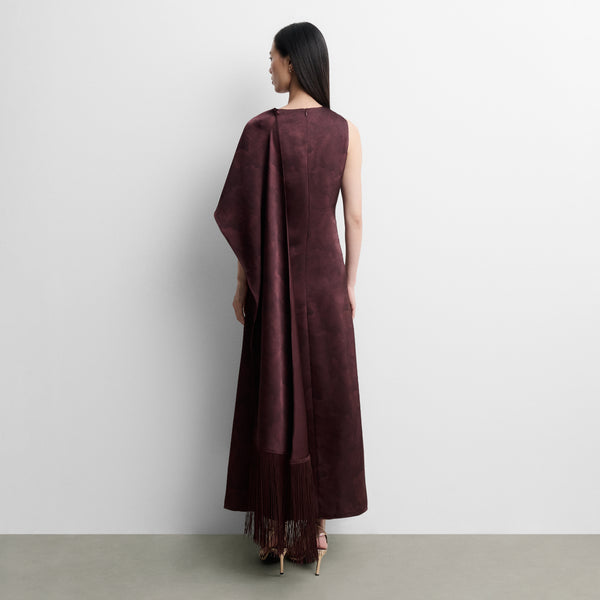 Long satin dress with shawl