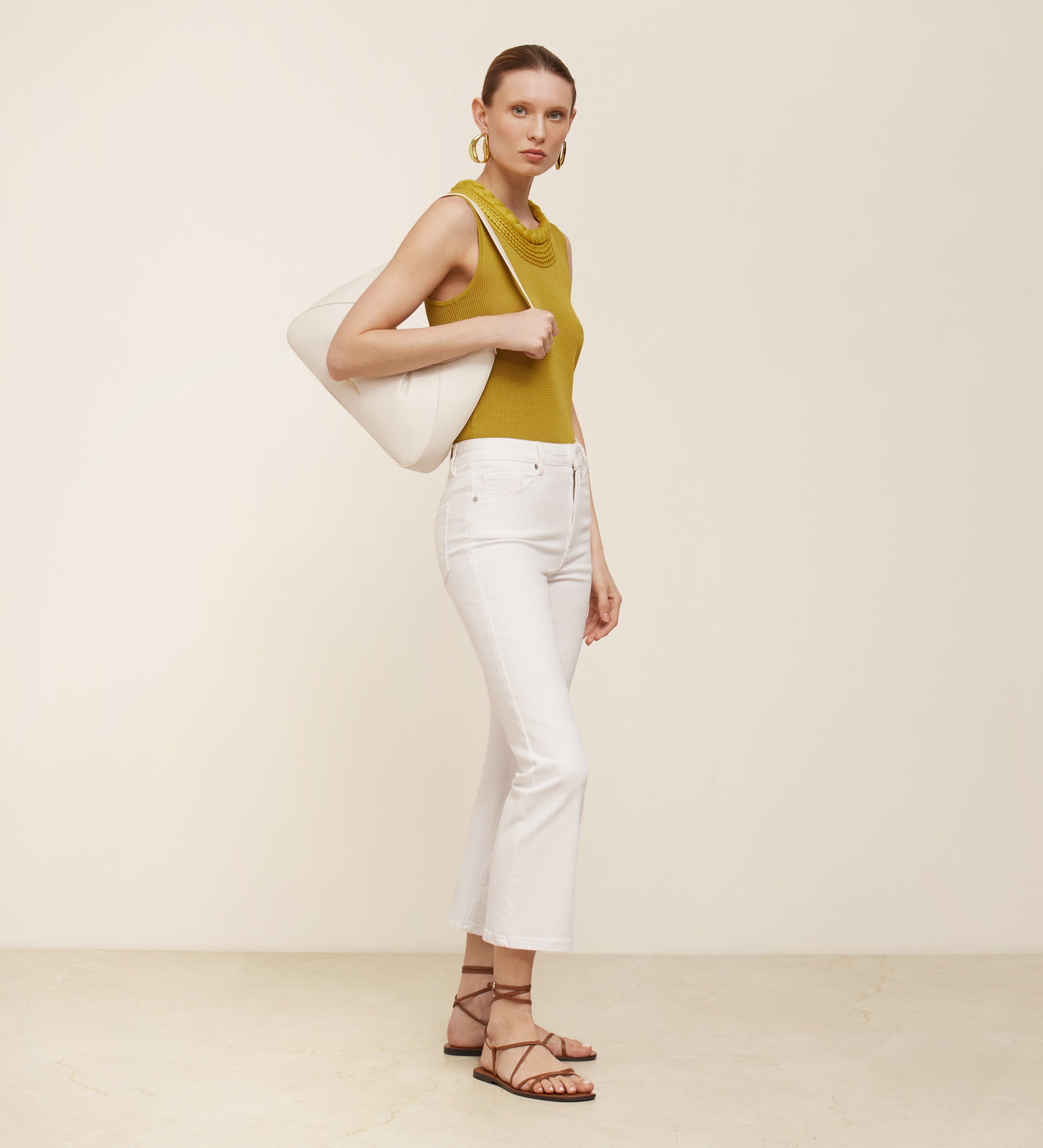 Flared cropped trousers