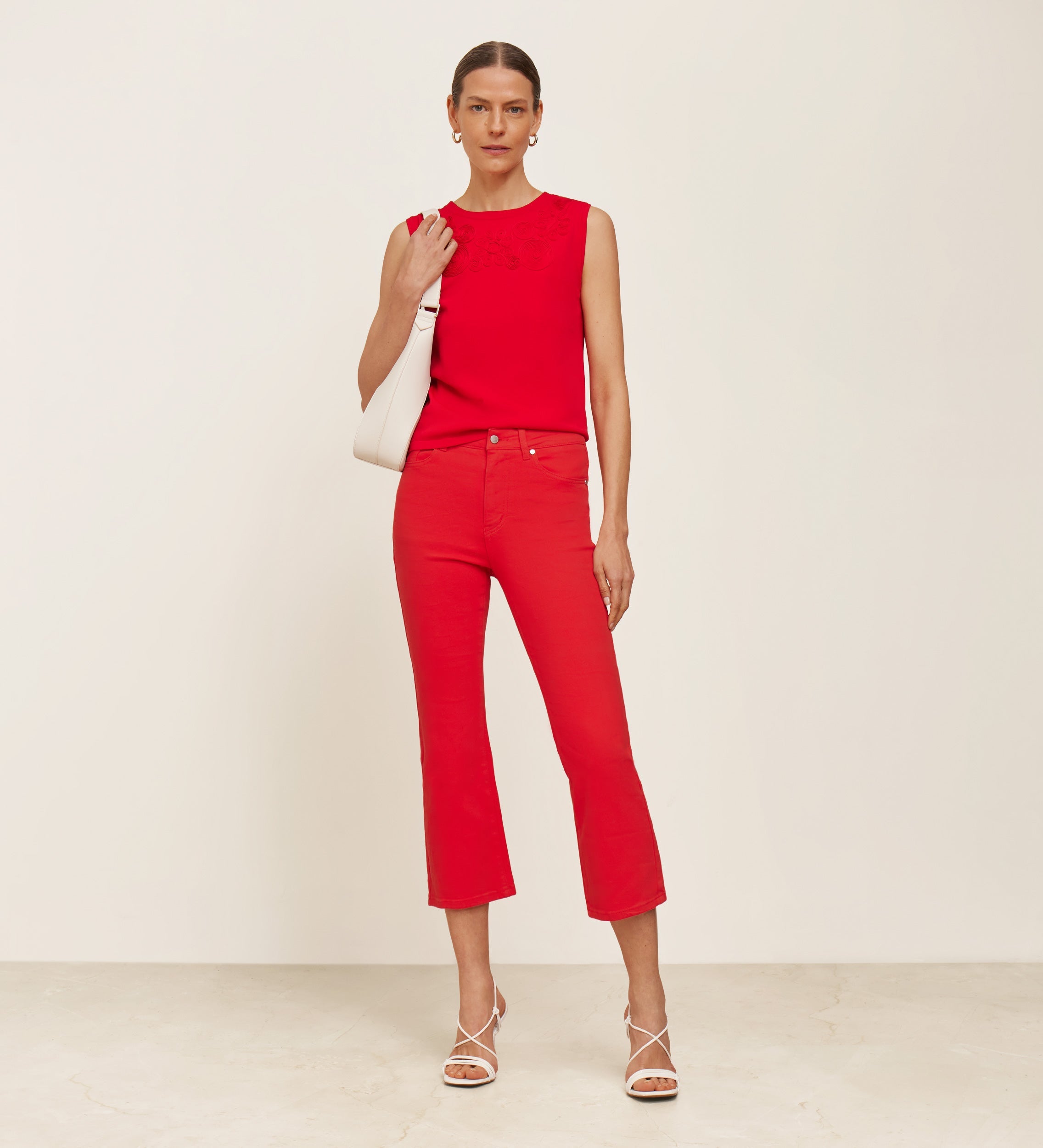 Flared cropped trousers