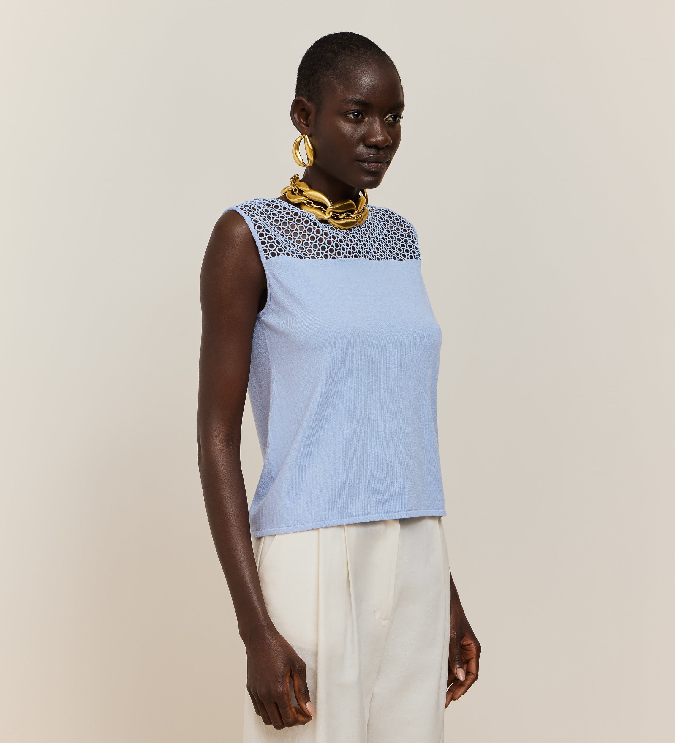 Top tricot guipure detail