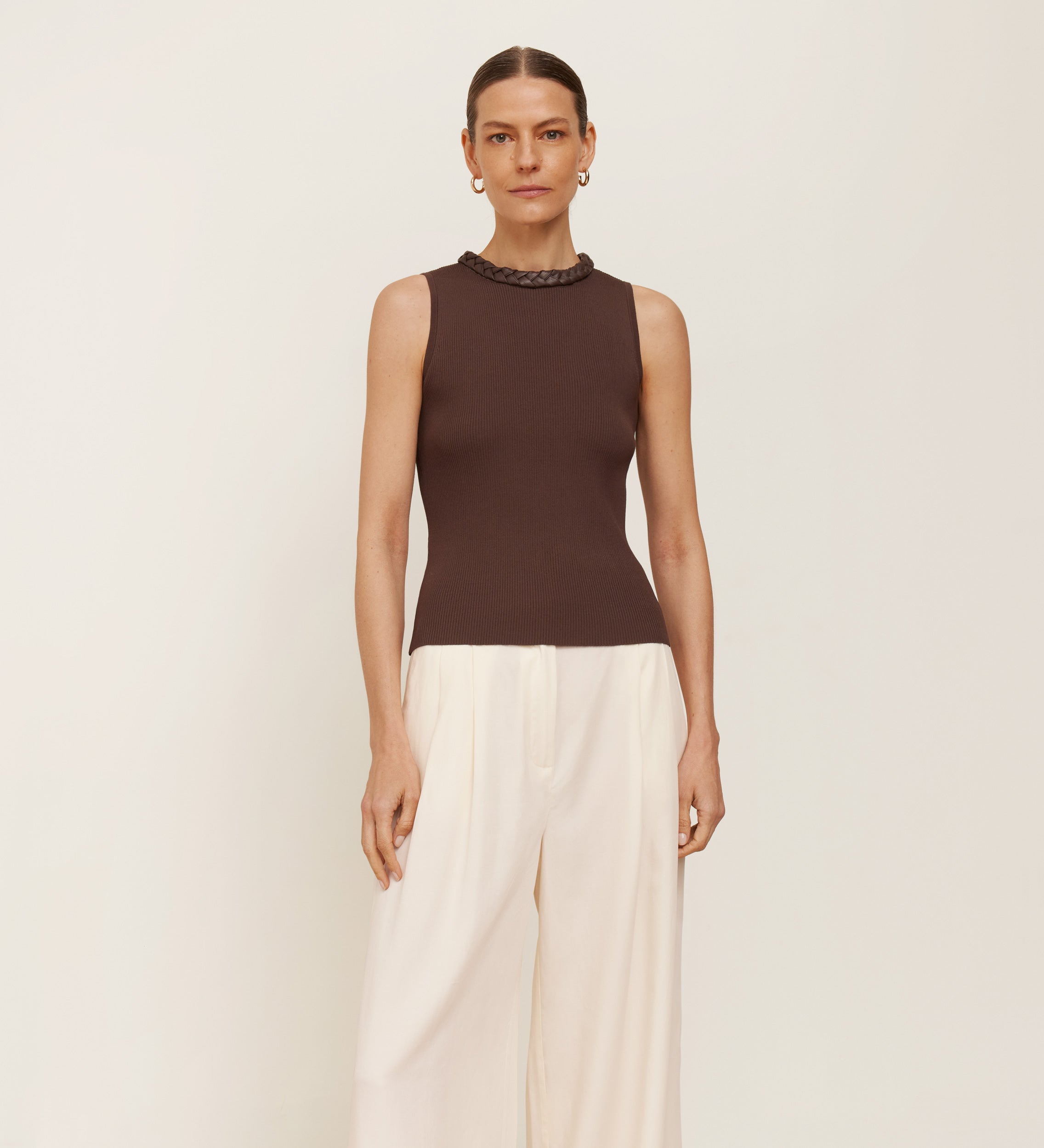 Top tricot trenza ecopiel
