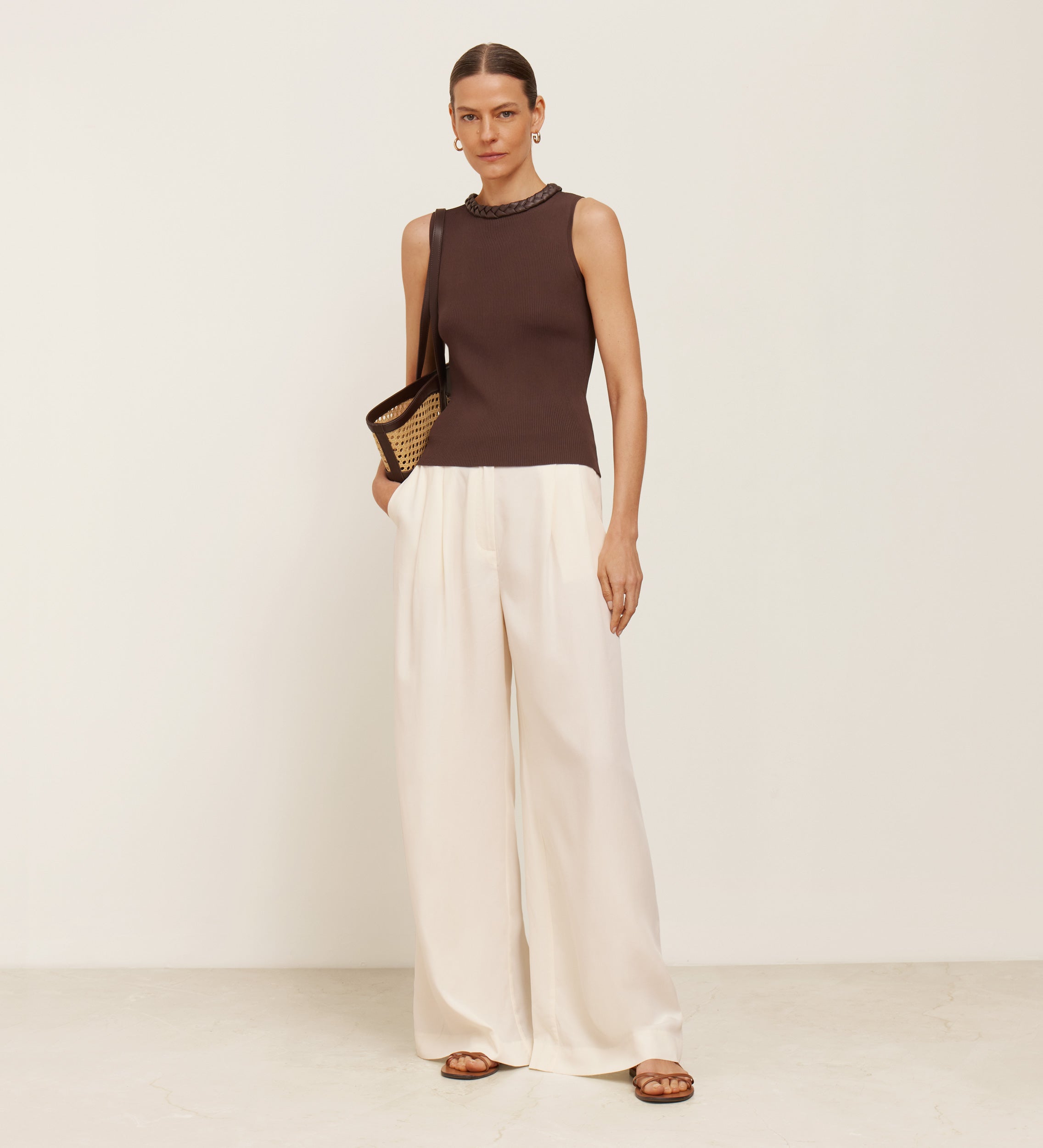 Top tricot trenza ecopiel