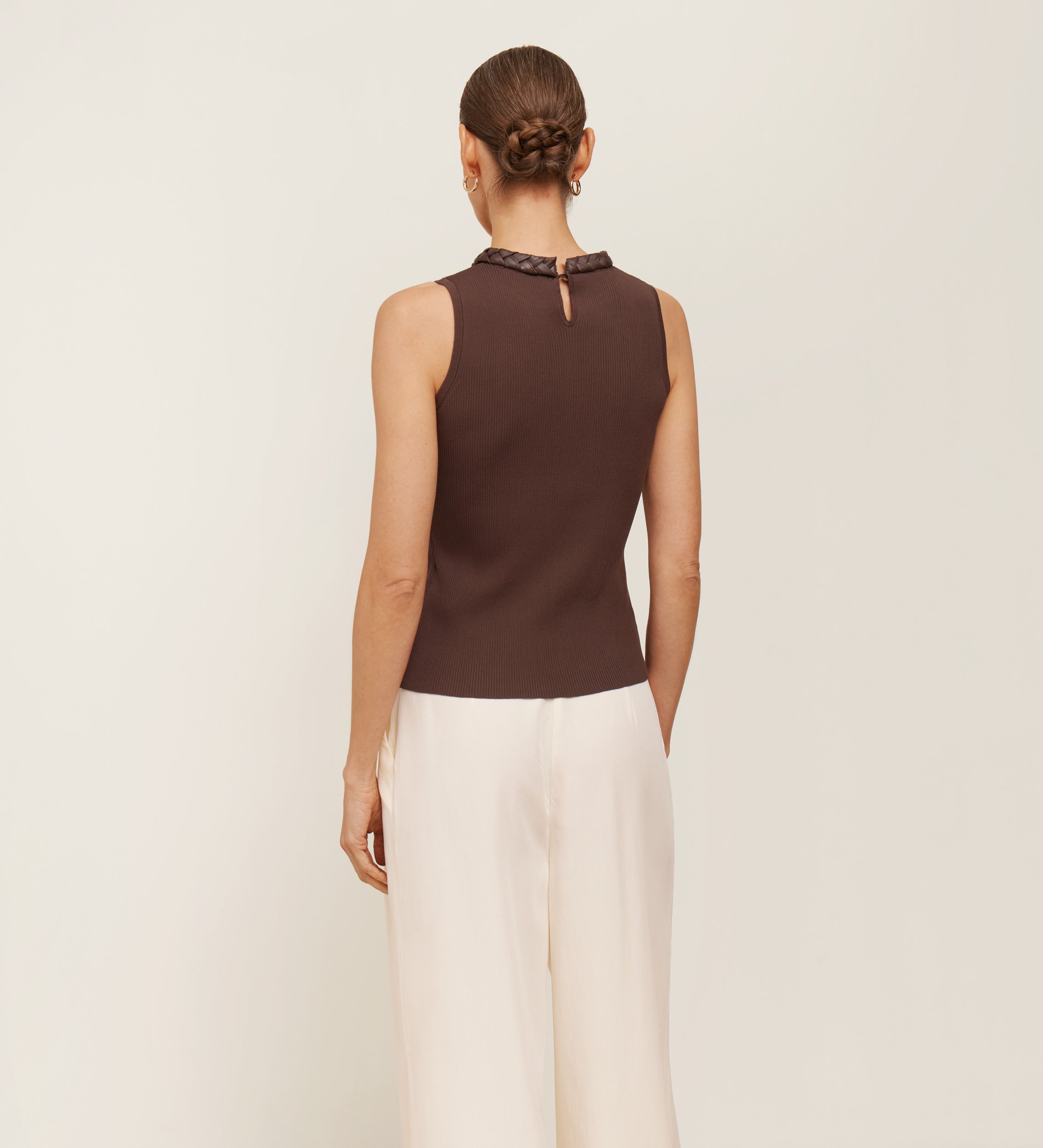 Top tricot trenza ecopiel