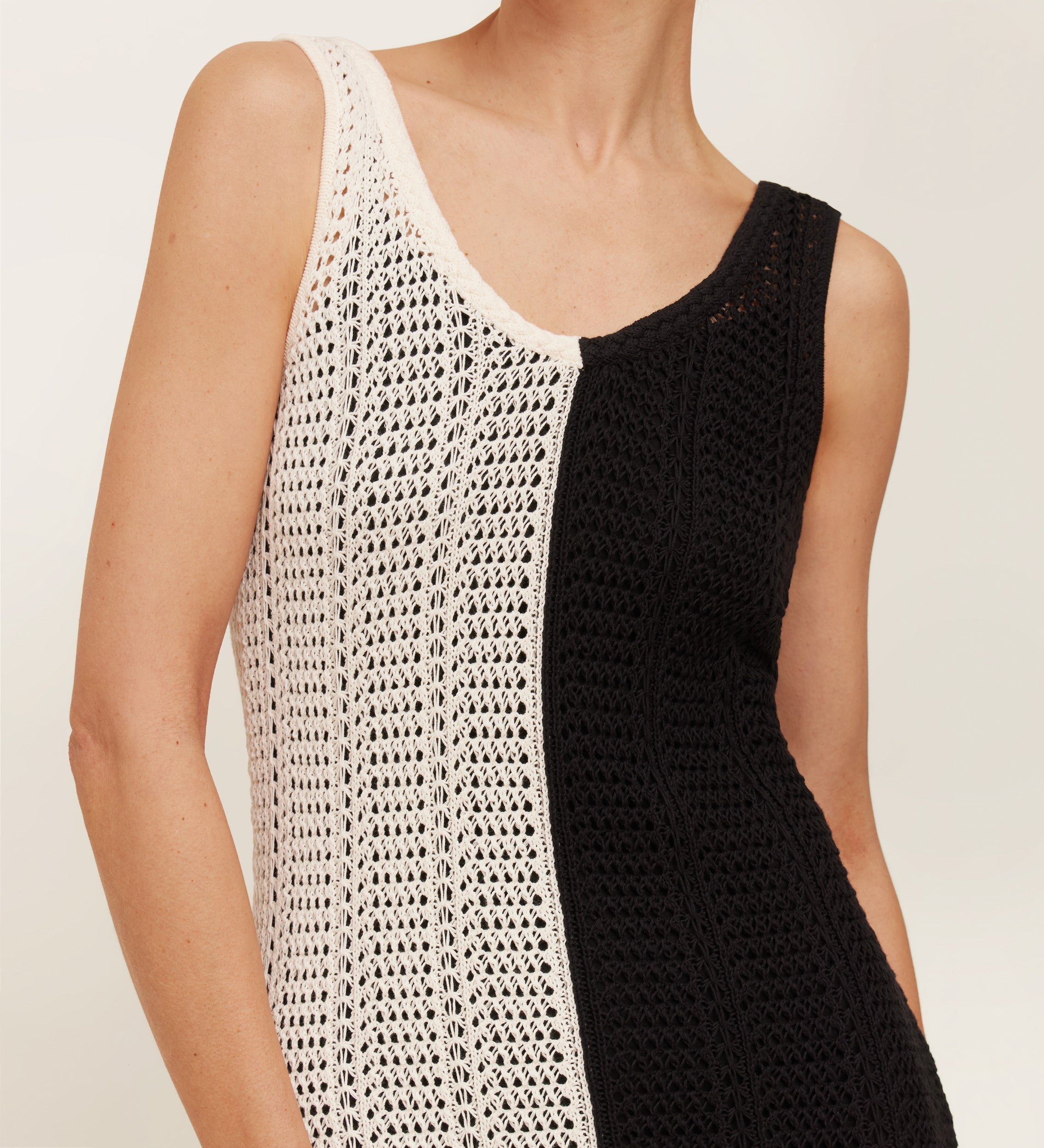 Vestido tricot bicolor