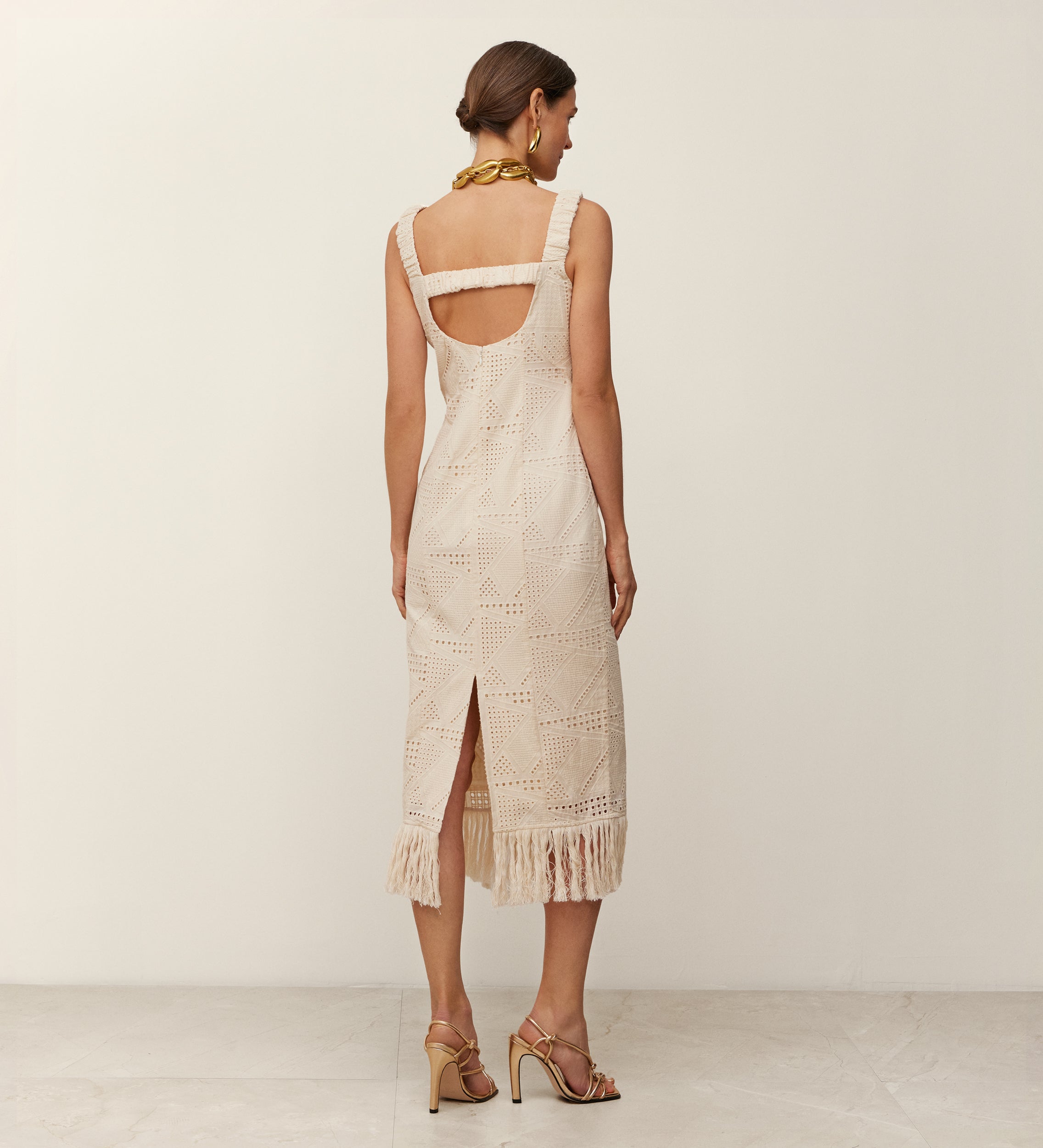 Vestido midi algodón bordado