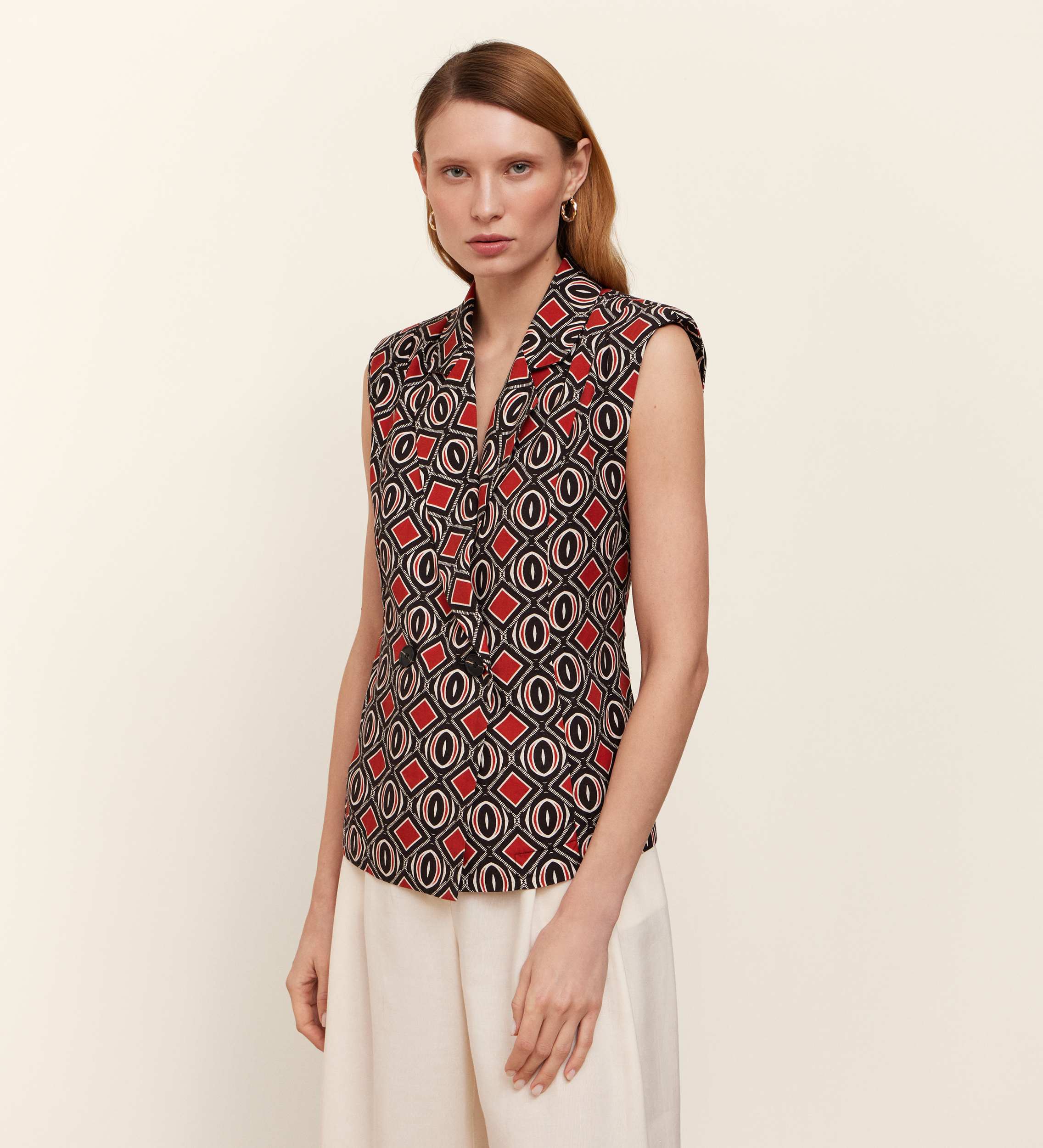 Double-cross printed vest