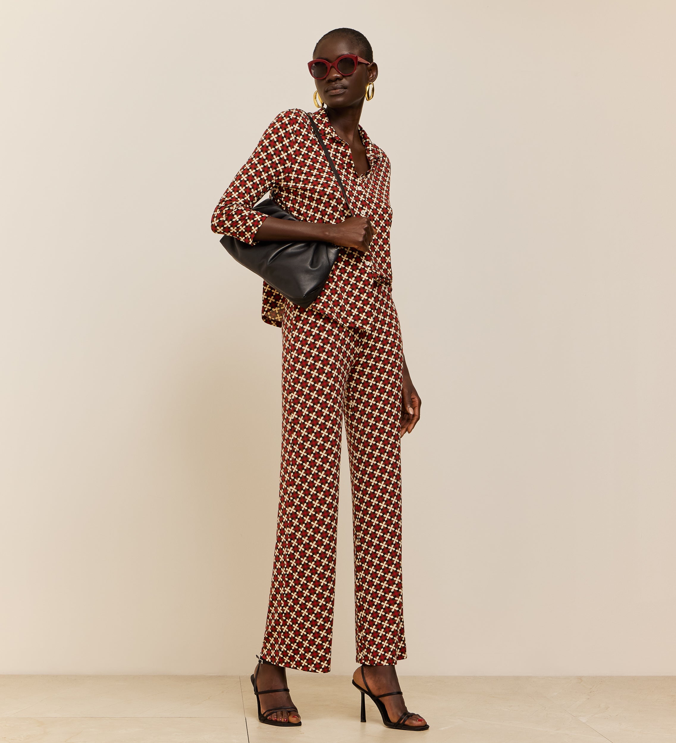 Printed stretch trousers