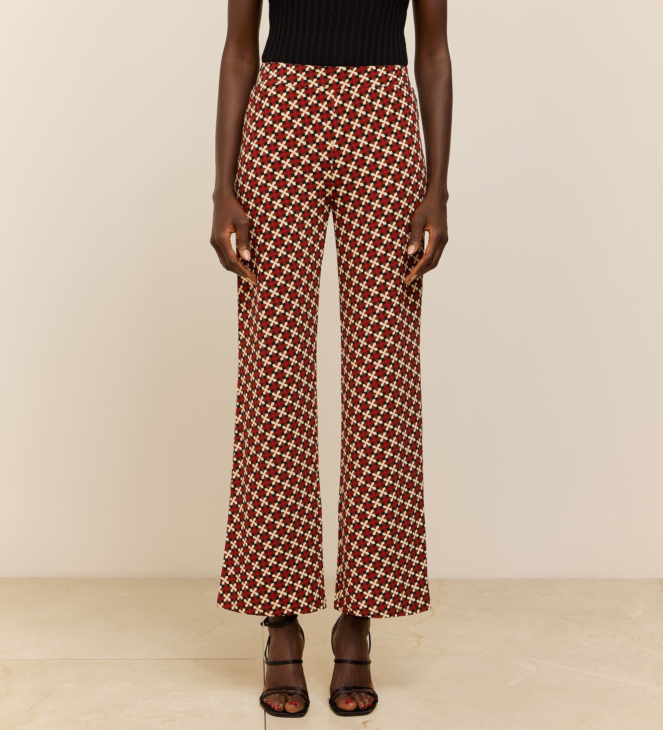 Printed stretch trousers