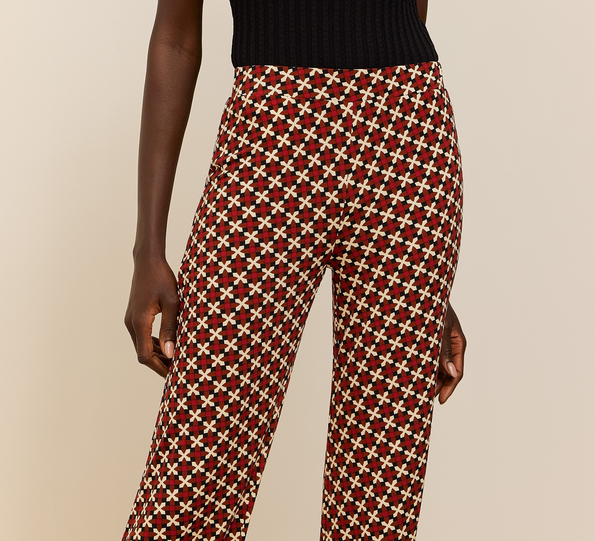 Printed stretch trousers