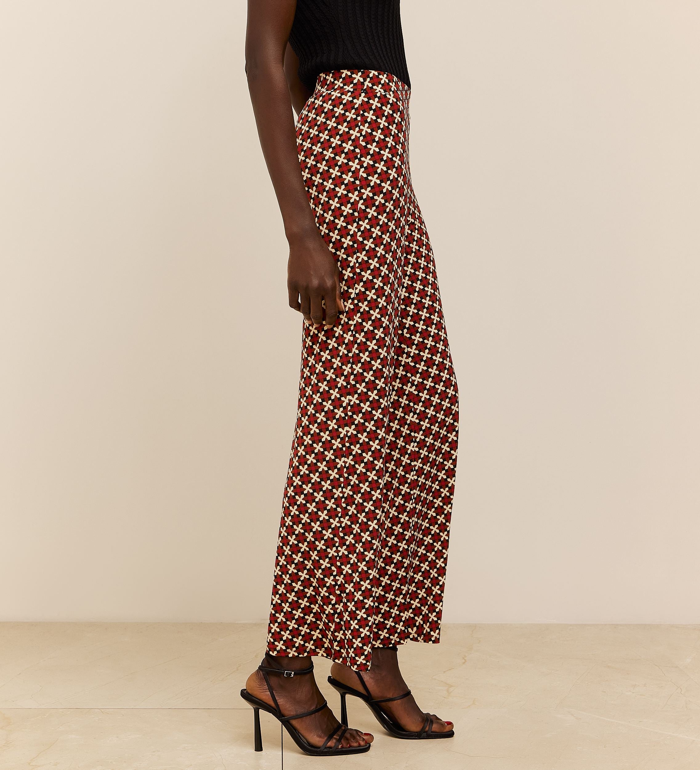 Printed stretch trousers