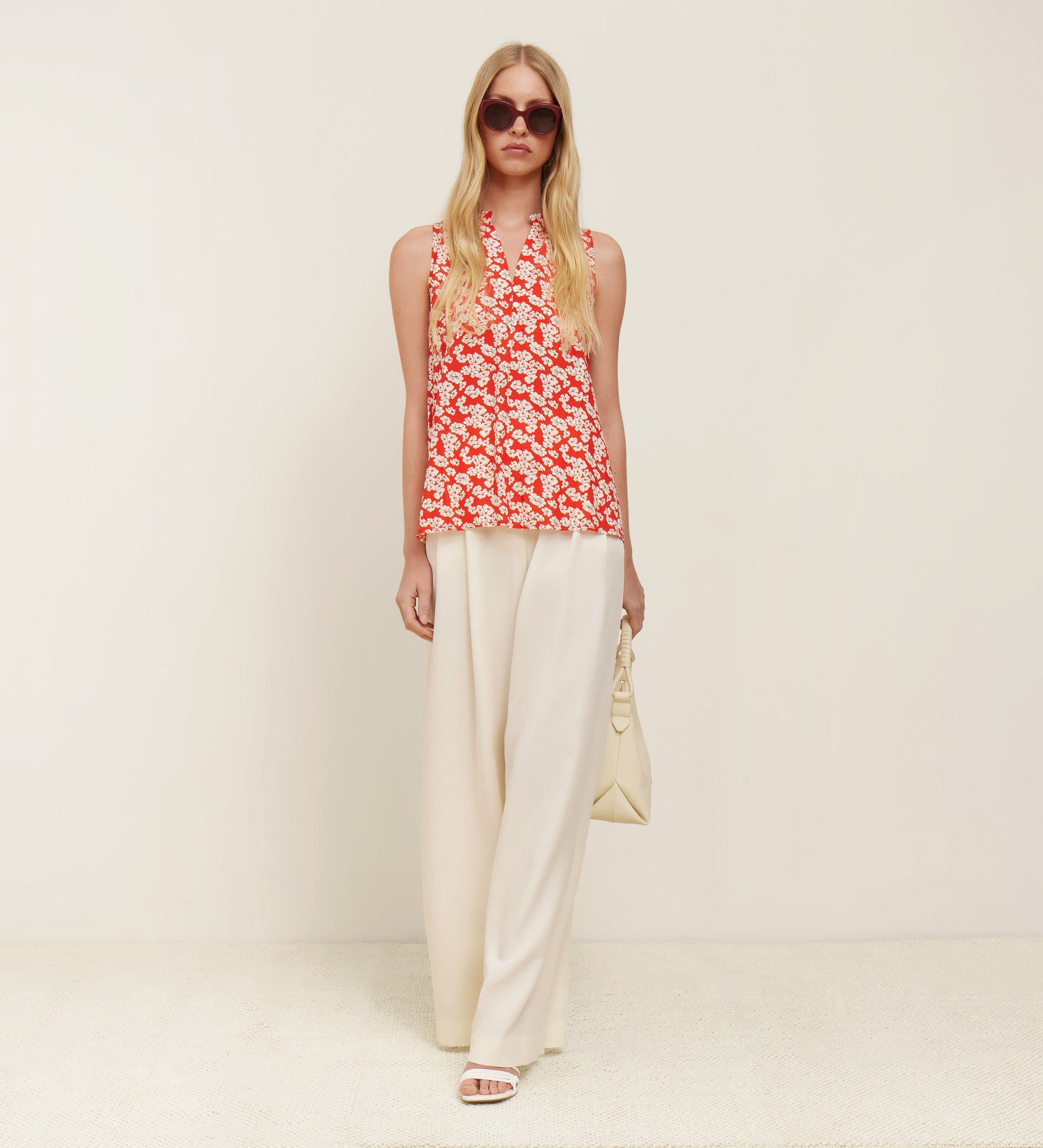Printed sleeveless blouse