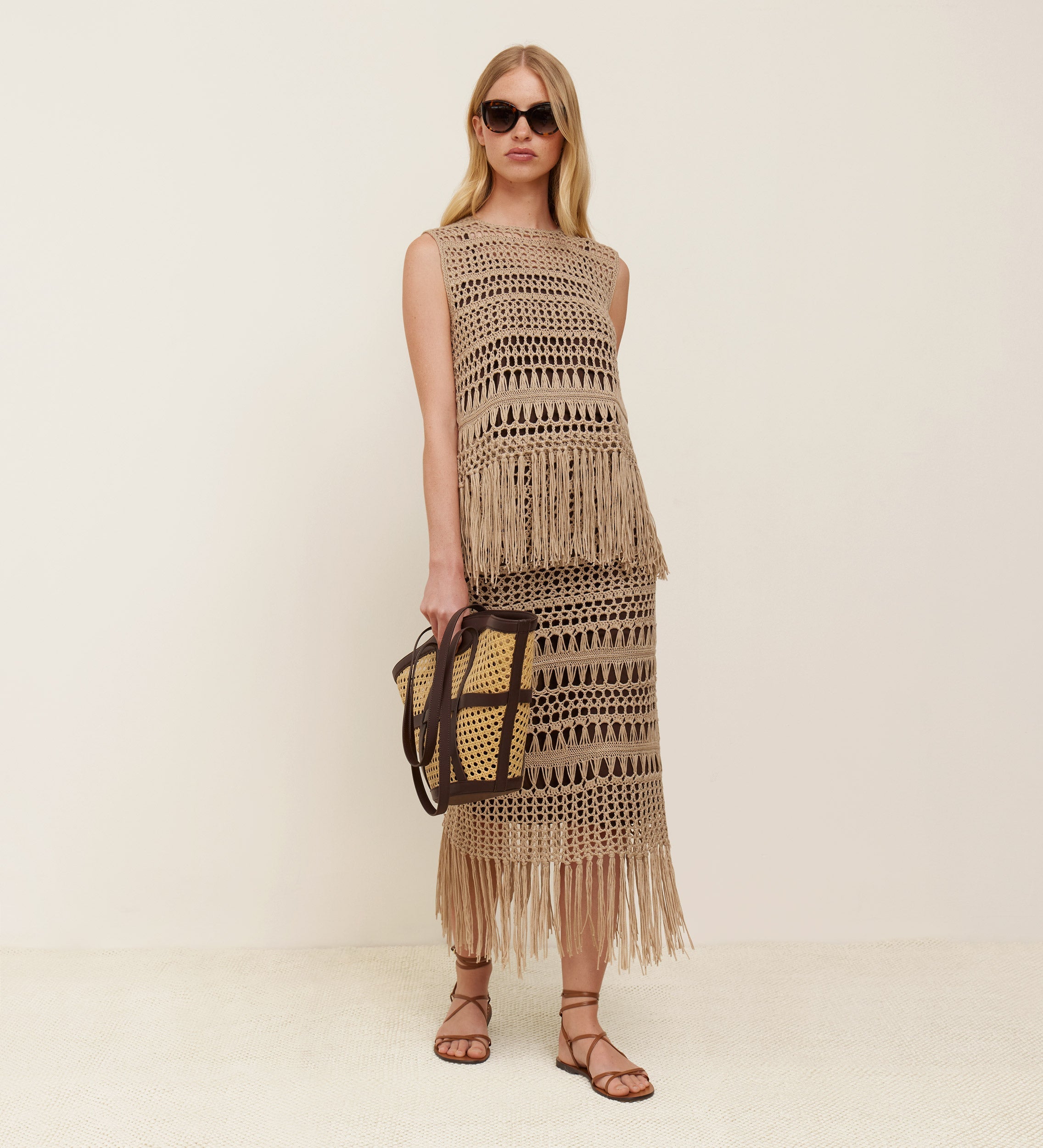 Falda crochet flecos