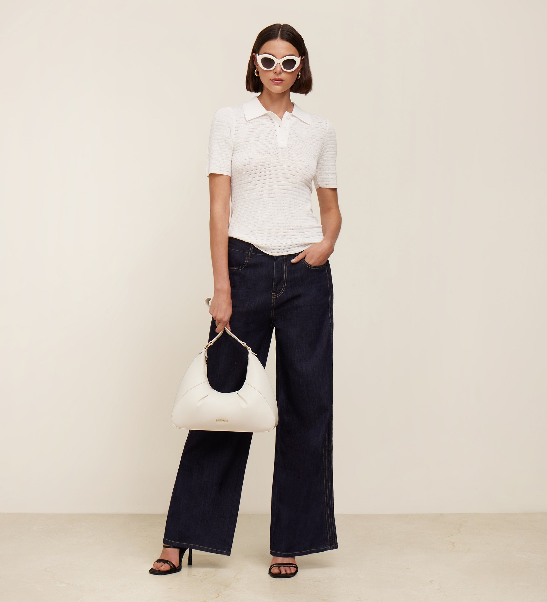 Wide leg trousers with drawstrings