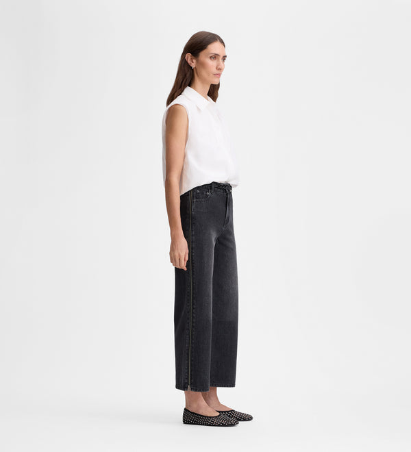 Pantalón vaquero crop cremalleras
