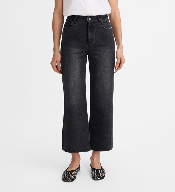 Pantalón vaquero crop cremalleras
