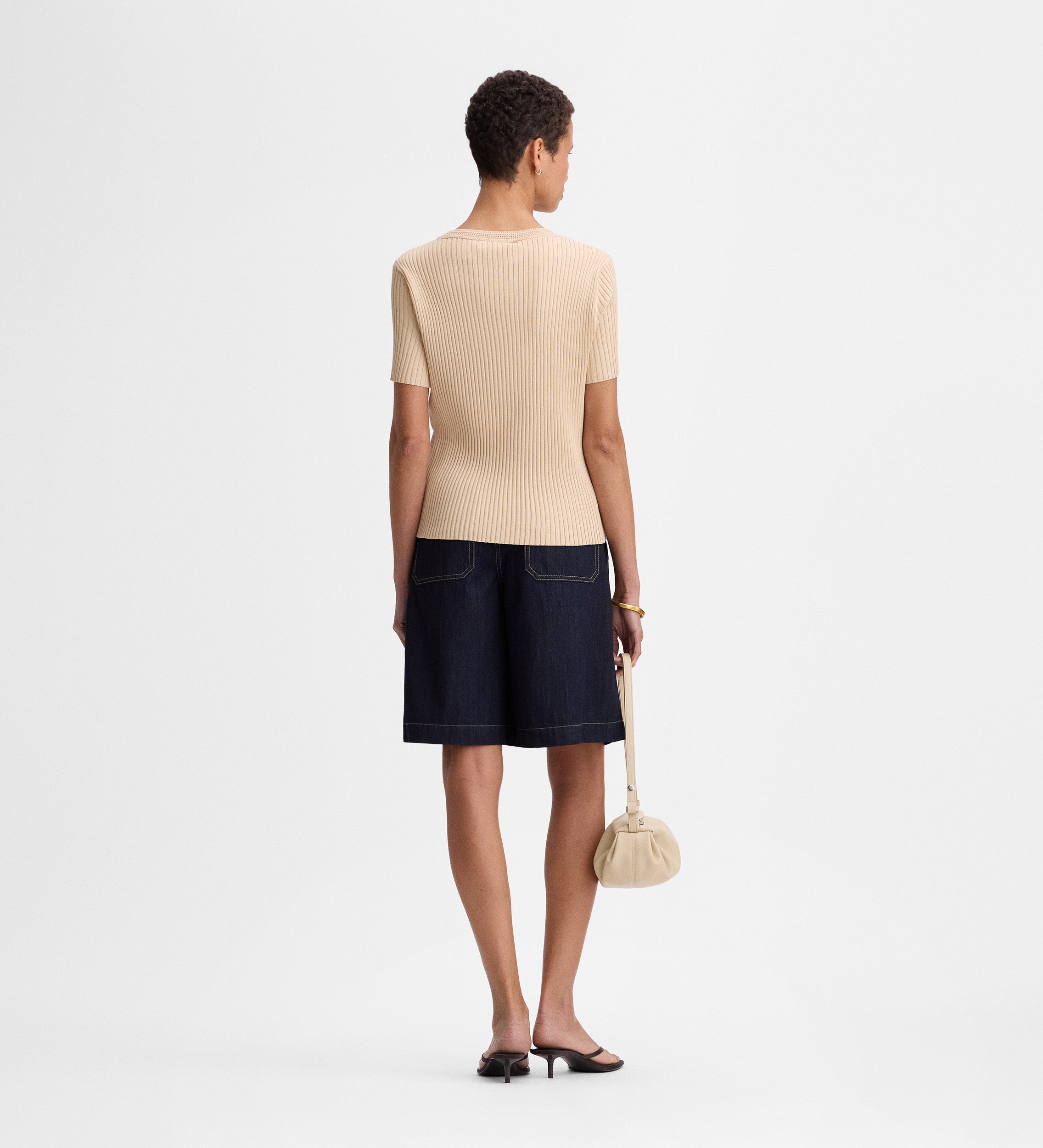 Two-material suede top