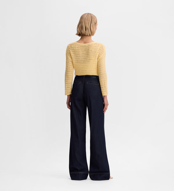Pantalón denim pespuntes
