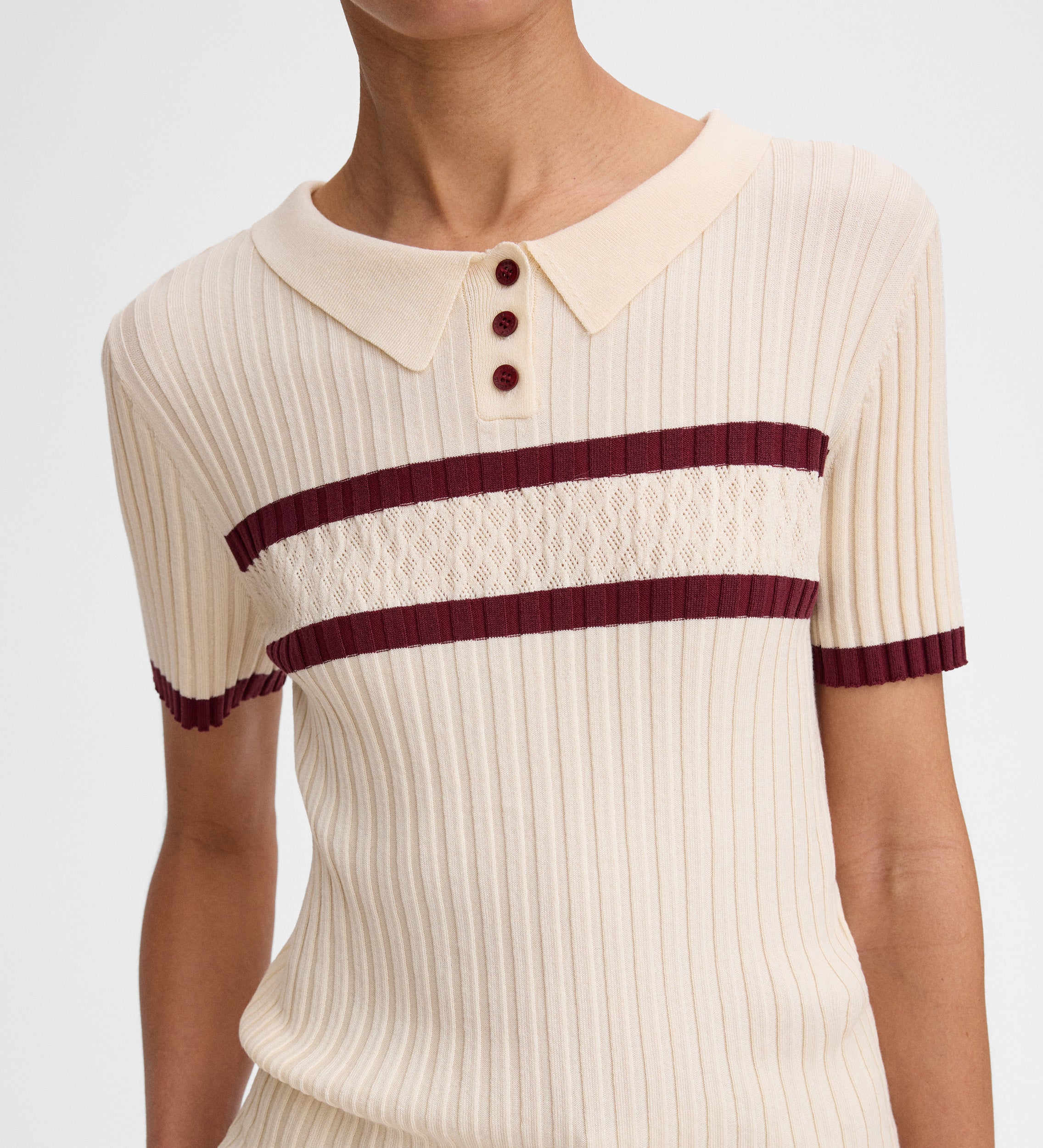 Ribbed knit polo shirt