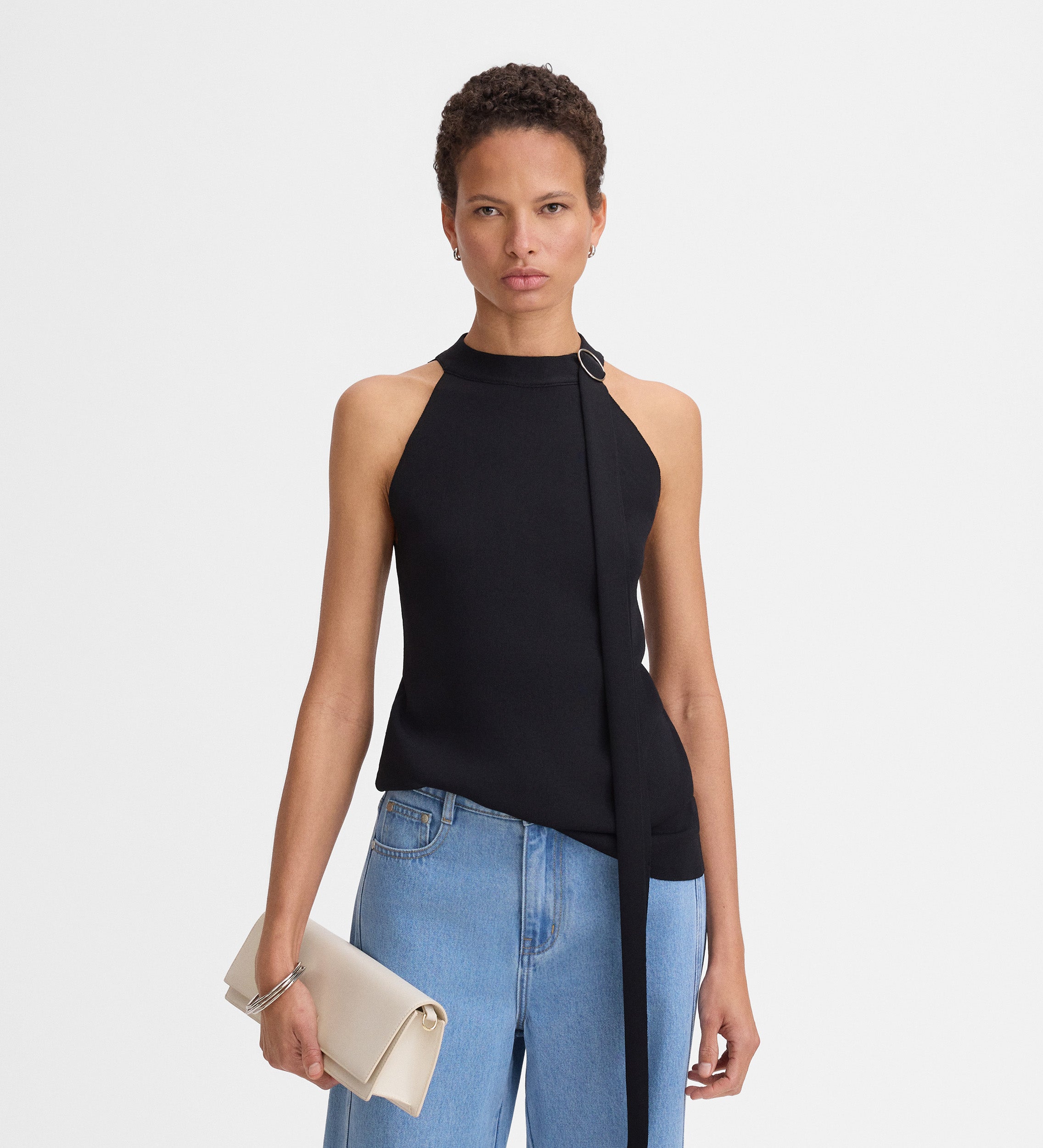 Halter top with buckle