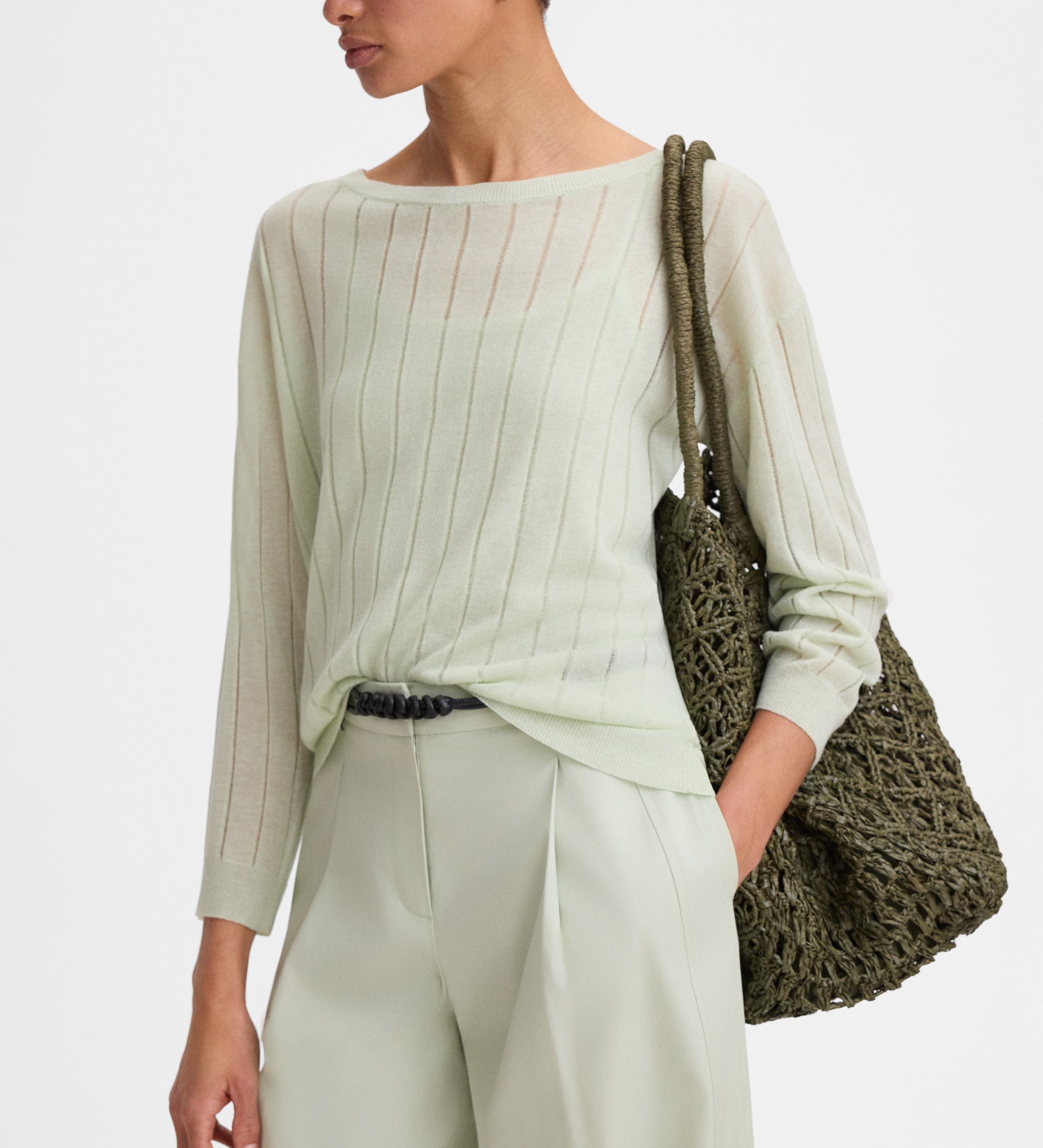 Loose-fitting openwork sweater