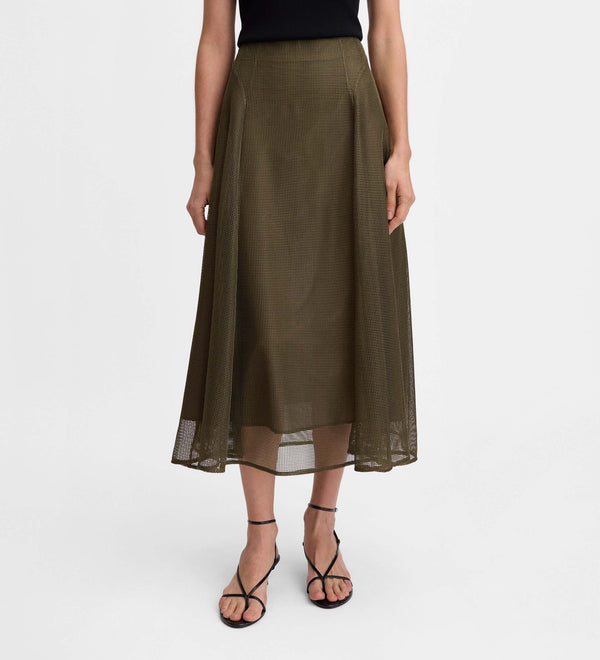 Red flared skirt