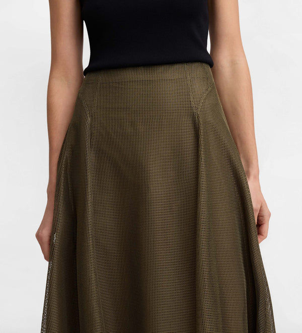 Red flared skirt