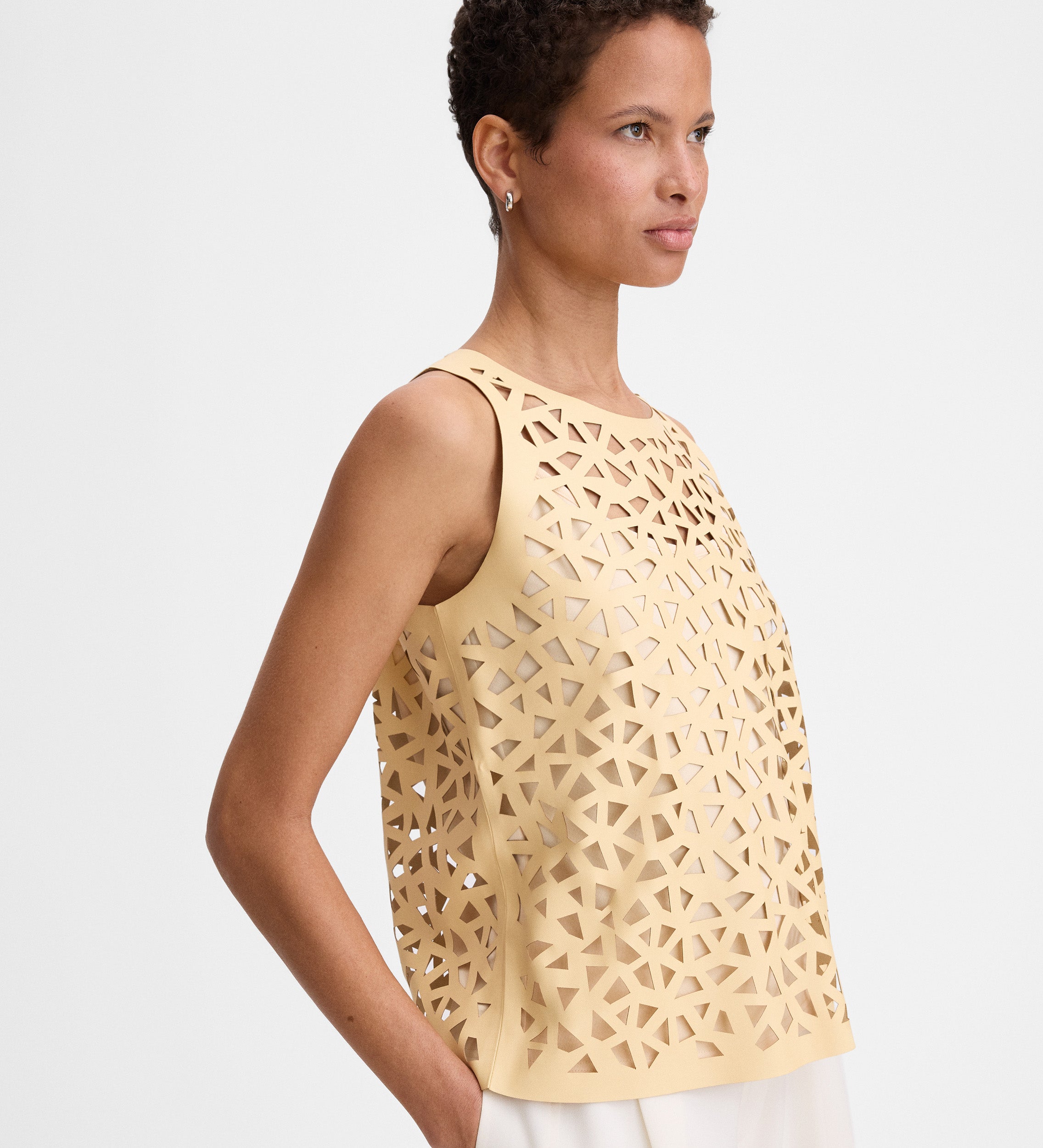 Perforated vegan leather top
