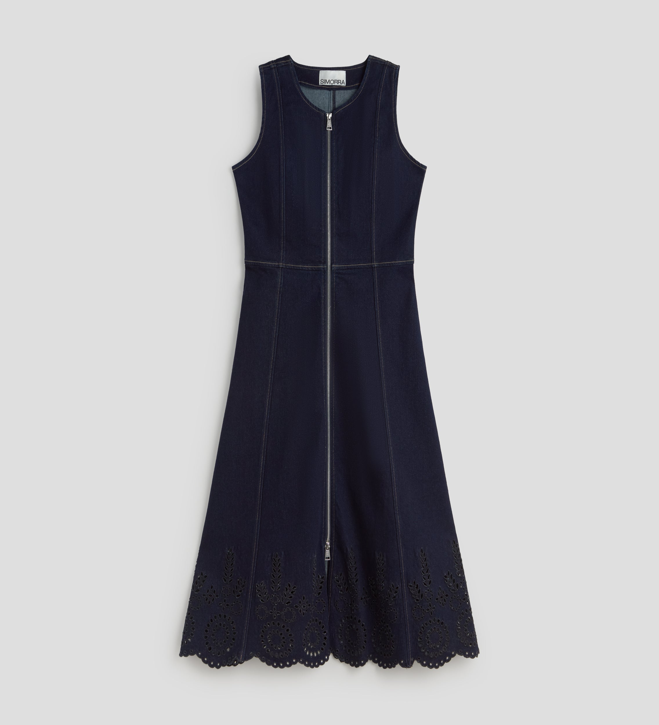 English embroidered denim dress