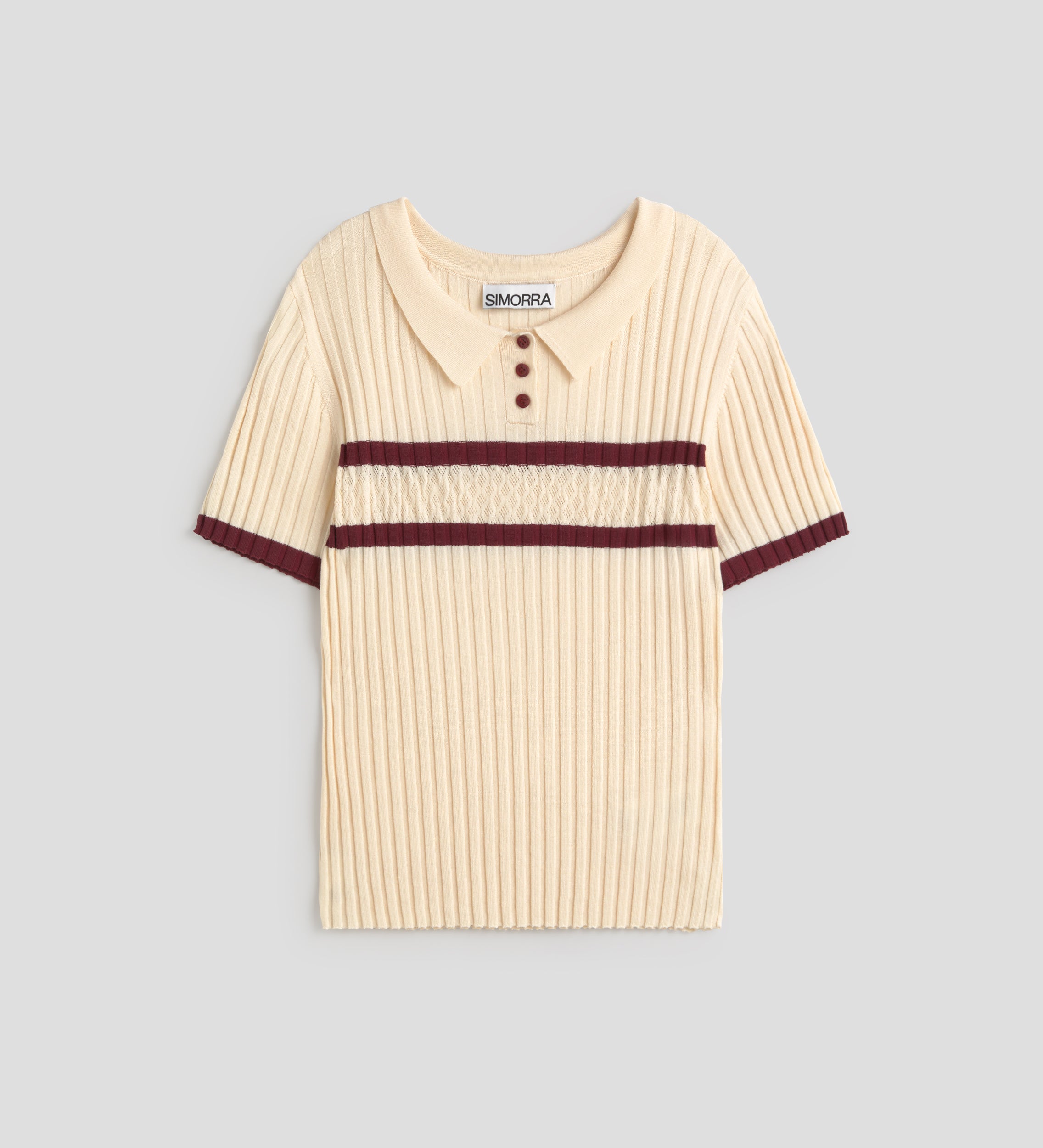 Ribbed knit polo shirt